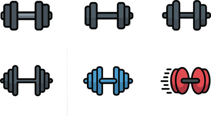 Fitness and Dumbbell Icons Set