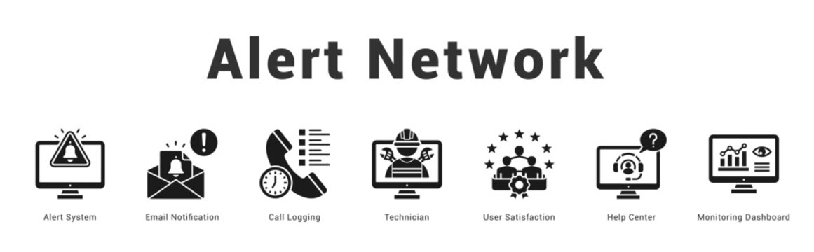 Alert Network Modern and clean web banner illustration featuring thematic icons for visual communication