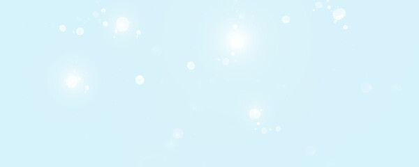 Minimalistic light blue background with soft white glowing bokeh and gentle lens flares, creating an airy and clean abstract effect on a transparent base.