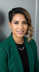 Confident Non-Binary Entrepreneur Smiling in Modern Studio Portrait