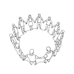 Simple Line Drawing of People Holding Hands Signifying Collaboration