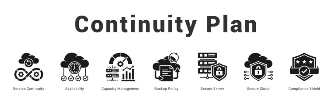 Continuity Plan Modern and clean web banner illustration featuring thematic icons for visual communication