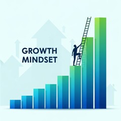 Small Figure Climbing Ladder Towards Business Growth Bar Graph