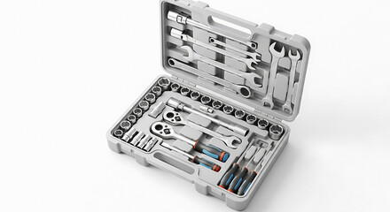 Organized toolkit with wrenches and sockets for professional mechanics and DIY enthusiasts, perfect for automotive repair and home improvement projects