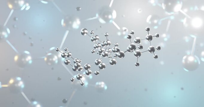 Avanafil rotating 3d molecule, molecular structure of pde5 inhibitor seamless video
