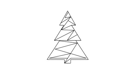 Geometric christmas tree line art vector with clean lines
