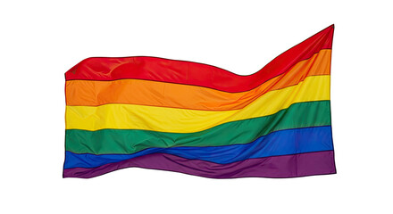 Obraz premium A rainbow flag waving in the wind against a white background.