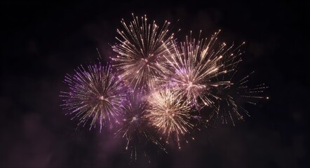 Vibrant display of colorful fireworks exploding in the night sky during a festive celebration
