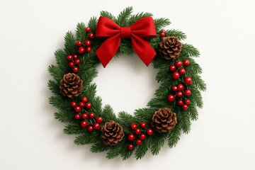 chritmas wrath natal decoration red ribbon white background