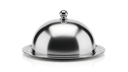 Elegant silver cloche presentation ready to reveal a culinary masterpiece for upscale dining or a luxury hotel experience, promising anticipation and sophistication
