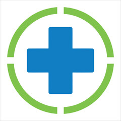 Medical Cross With Segmented Green Circle