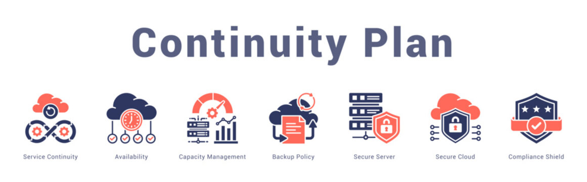 Continuity Plan Modern and clean web banner illustration featuring thematic icons for visual communication