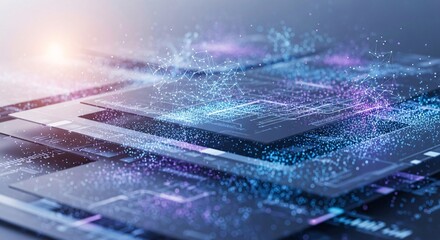 Abstract digital network data flow and technological innovation concept