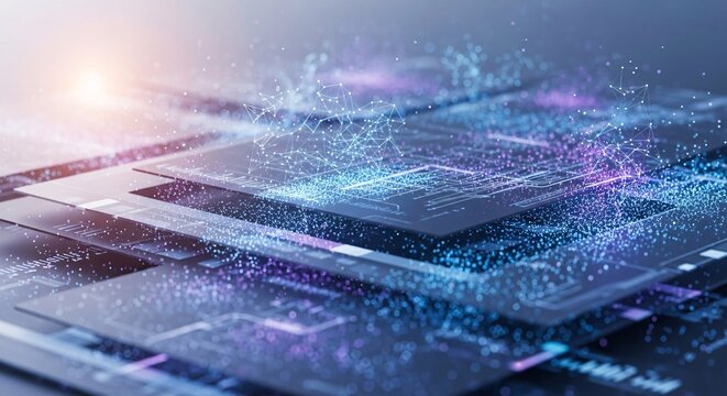 Abstract digital network data flow and technological innovation concept