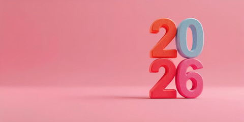 Modern 3D Rendered 2026 New Year Celebration Number Illustration