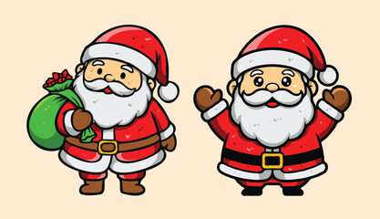 Santa Claus Vector Bundle – Christmas Holiday Illustration Set