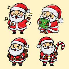 Santa Claus Vector Bundle – Christmas Holiday Illustration Set
