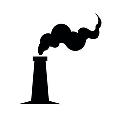 Industrial factory chimney with smoke icon.