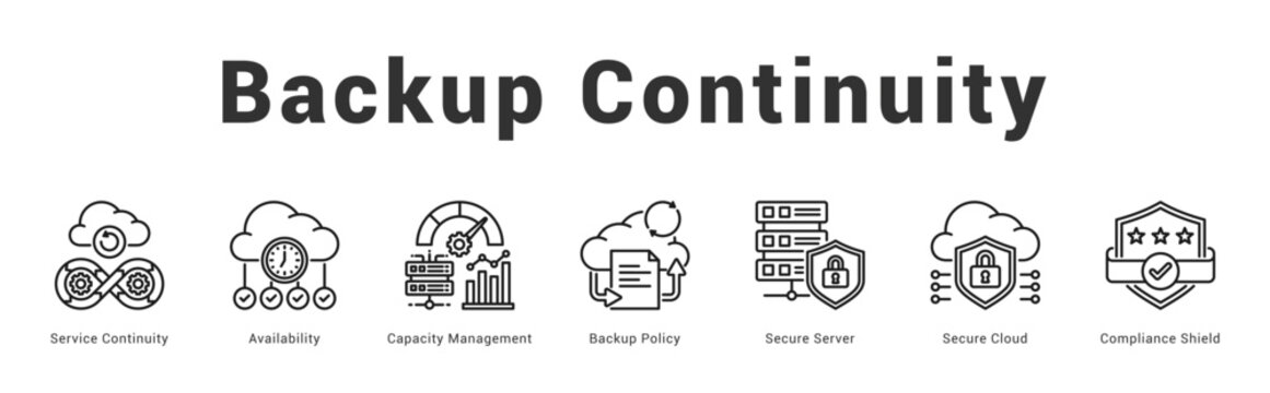 Backup Continuity Modern and clean web banner illustration featuring thematic icons for visual communication