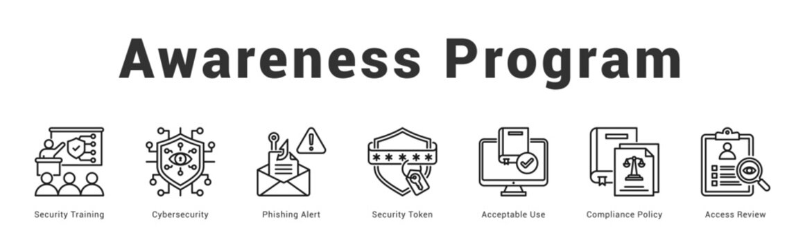 Awareness Program Modern and clean web banner illustration featuring thematic icons for visual communication