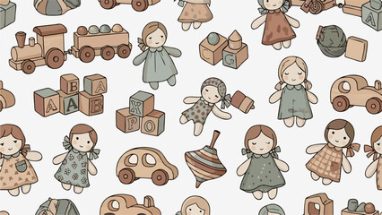 Vintage Toy Pattern Seamless Background for Kids Products and Creative Designs