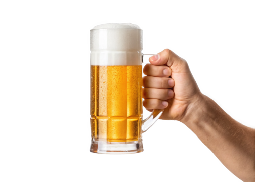 hand holding beer mug isolated on a transparent background. - Powered by Adobe