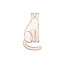 Obraz premium Safari animals cute illustration in doodl style. Outline hand drawn print. African wild animals character