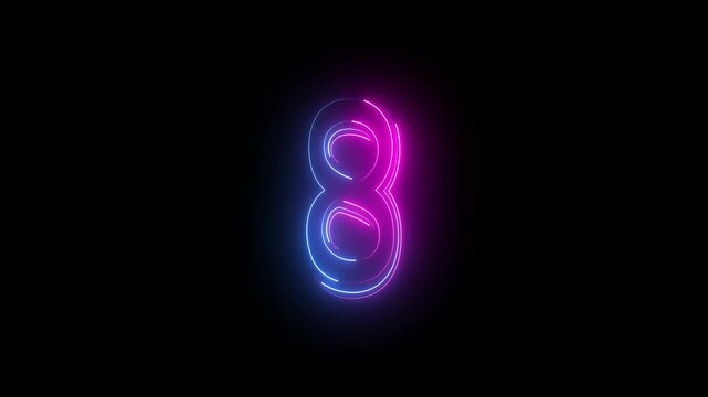 Design number 8 surrounded by fire. Concept: Numbers, fire, orange.