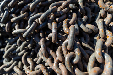 Rusty Heavy Chain Close-Up Texture Background