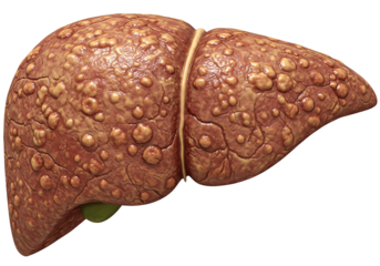 3D Realistic Human Liver with Cirrhotic Texture Smooth Irregular Surface Detailed Anatomy Render PNG