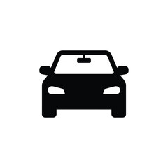 Simple black silhouette of a modern car facing forward