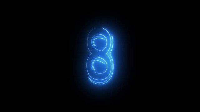 Design number 8 surrounded by fire. Concept: Numbers, fire, orange.