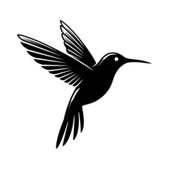 Obraz premium Hummingbird Silhouette – Elegant Flying Bird Minimalist Design