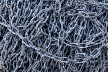 Rusty Heavy Chain Close-Up Texture Background