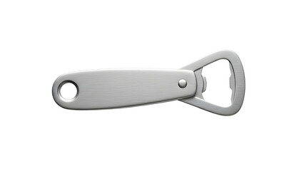 Simple silver bottle opener isolated on black background