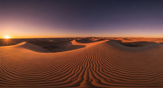 Desert Sunset over Rippled Sand Dunes Landscape - Powered by Adobe
