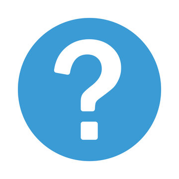 Blue circle icon with white question mark symbol for help