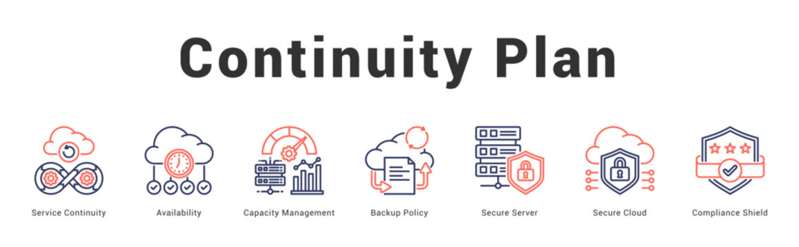 Continuity Plan Modern and clean web banner illustration featuring thematic icons for visual communication
