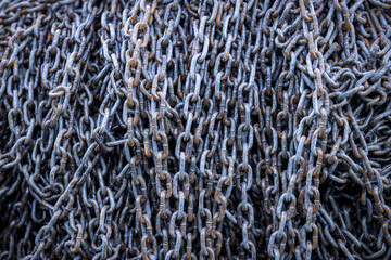 Rusty Heavy Chain Close-Up Texture Background