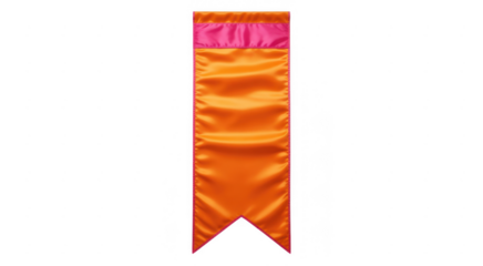 Orange and pink satin banner with pointed end isolated on a transparent background