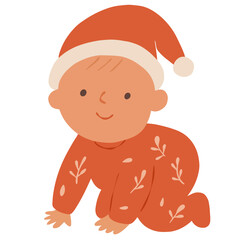 Cute Christmas Baby in Santa Outfit Illustration