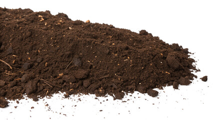 Soil pile for gardening and landscaping use, rich in nutrients and organic matter isolated on transparent background