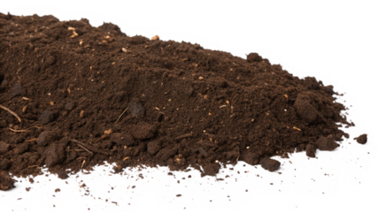 Soil pile for gardening and landscaping use, rich in nutrients and organic matter isolated on transparent background