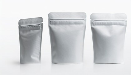white matte stand up pouch with zipper doy pack mockup for branding isolated on white background