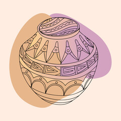 Ornate tribal pot with abstract background