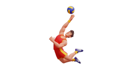 Volleyball player jumping to spike the ball silhouette