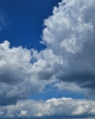 Dramatic clouds on blue sky