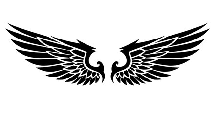 Obraz premium Tribal style vector wings, bold lines, tattoo style, isolated, symmetrical design