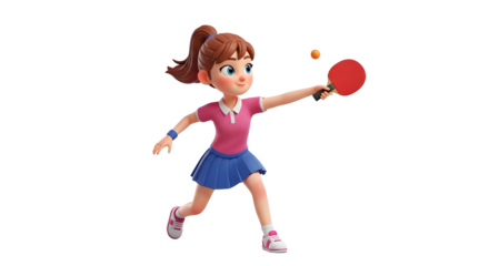 Cartoon girl playing table tennis silhouette
