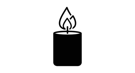 A simple black silhouette icon of a lit pillar candle with a flickering flame, isolated on a white background.